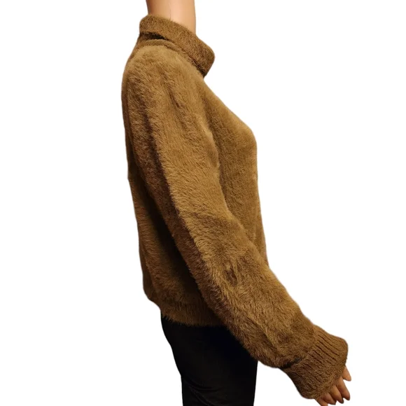 Nasty Gal Green Fuzzy Crop Turtleneck Sweater L - Picture 6 of 13